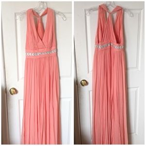 NWT Marchesa Notte Coral Chiffon Gown Sz 4